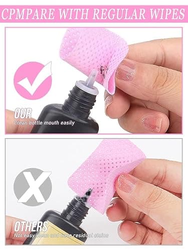 800 PCS Lint Free Nail Wipes, Eyelash Extension Glue Wipes, Lash Glue Cleaning Pads, Adhesive Wipes, Nail Polish Remover Wipes for Lash Extension Supplies (Pink) thumbnail 3
