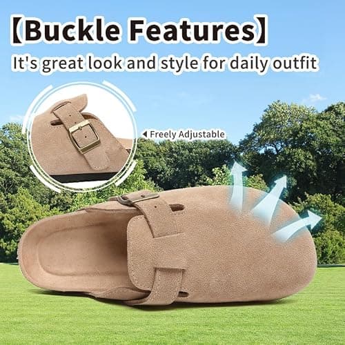 Maxome Women's Clogs Soft Suede Clogs for Women Cork Footbed Mules for Women Slip on Sandals Comfort Casual Arch Support Lightweight Slippers for Indoors and Outdoors Activities thumbnail 3