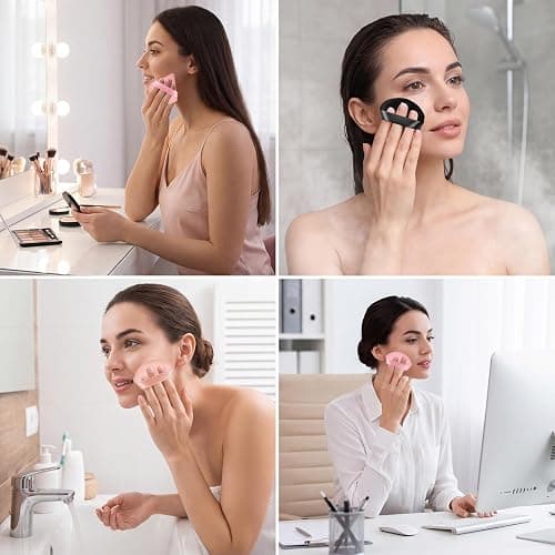 Pimoys 6 Pcs Powder Puff, Face Soft Triangle Makeup Puff Velour Makeup Sponge for Loose Powder (Black) thumbnail 6