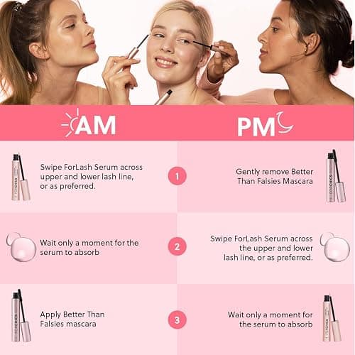 ForChics 24/7 Lash System - Growth Serum + Nourishing Mascara Bundle - Hormone-Free Day & Night Treatment for Longer, Thicker Lashes in 2 Weeks - Natural, Vegan [Duo] thumbnail 3