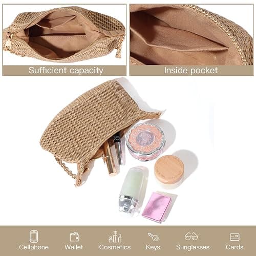 GOLDTIMO Women's Straw Woven Beach Bag Summer Vacation Shoulder Purse thumbnail 5