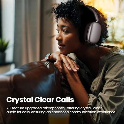 Wentronic Y01 Wireless Over Ear Headphones, Noise Canceling Bluetooth 5.3 Headphones with Microphones,Hi-Res Audio,48H Playtime,Foldable,Breathable Soft Earpads for iOS/Android/Samsung/PC-Space Grey thumbnail 5