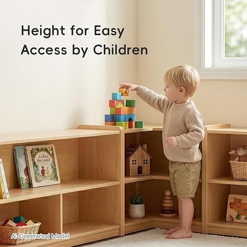 OOOK L-Shape Montessori Bookshelf for Compact Corner Space, Fits Shelf Combination Series in Kids Room, Daycare Center, Nursery, Classroom, Kindergarten thumbnail 6