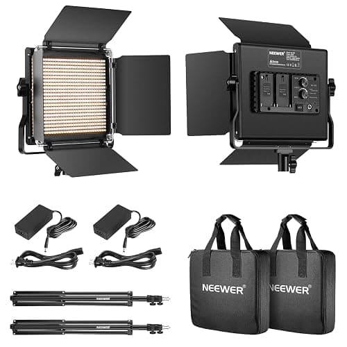 NEEWER 2 Pack Bi Color 660 LED Video Light and Stand Kit: (2) 3200-5600K CRI 96+ Dimmable Light with U Bracket and Barndoor, (2) 75 inches Light Stand for Studio Photography, Video Recording (Black) thumbnail 10