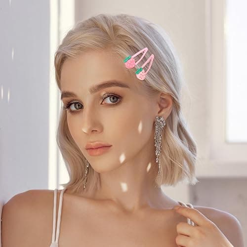 Ymapinc 4Pcs Strawberry Hair Clips for Women Girls – Pink Cute Hair Accessories, Kawaii Plastic Snap Barrettes for Teens, Kids, Party Gifts thumbnail 7