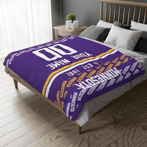 ANTKING Minnesota Throw Blanket Custom Name and Number Blanket for Men Women Boy Gifts thumbnail 2