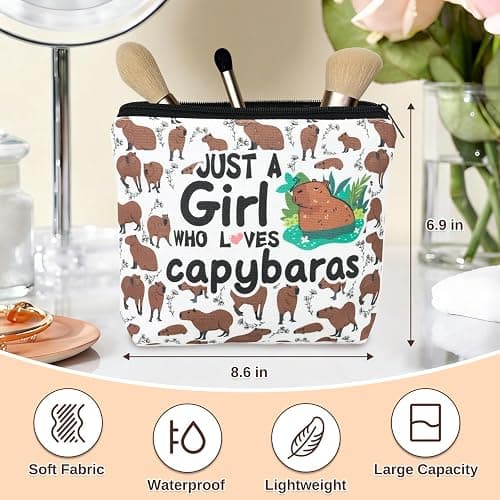 Capybara Makeup Bag Capybara Cosmetic Bag Gifts for Women Girl Friend Capybaras Lovers Christmas Birthday thumbnail 3
