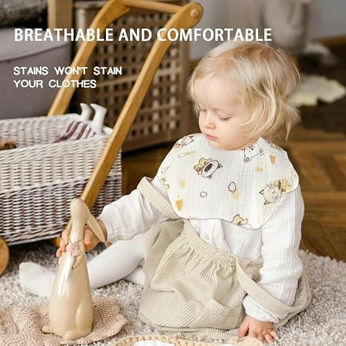 Baby Bibs Muslin Bibs for Baby Girl Boy for Drooling and Teething 10 Pack thumbnail 2