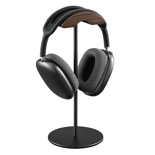 QinCoon Headphone Stand, Walnut Wood & Aluminum Headset Stand - Image 1