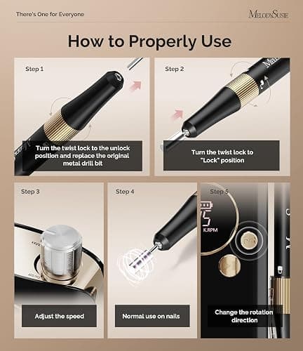 MelodySusie 35000RPM Lightweight Clip-On SM200F Nail Drill Cordless | Coreless motor, 4000mAh battery for 13-18h runtime, low heat, low noise, low vibration, ideal for acrylic shaping thumbnail 4