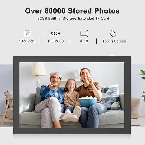 10.1" Digital-Picture-Frame Smart WiFi-Photo-Frame - IPS Touch Screen Digital Photo Frame, 32GB Slideshow, Auto-Rotate, Load Photo Video from Phone via App Email, Free Cloud Storage, Gift for Mom Dad thumbnail 2