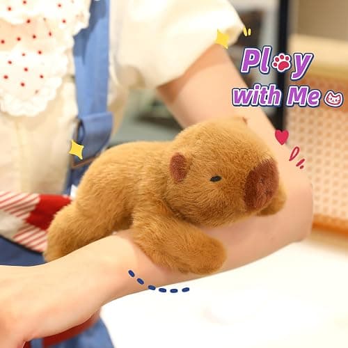Ditucu Cute Palm-Sized Capybara Stuffed Animal Soft Capibara Plush Doll Small Plushies Toys Gifts for Kids Brown 7.8 inch thumbnail 4