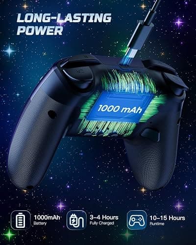VOYEE Switch Controller, LED Star Wireless Pro Controllers Compatible with Switch/Lite/OLED, Multi-Platform Windows PC with 9 Colors Colorful RGB Lights/Programmable/Vibration/Turbo/Wakeup thumbnail 7