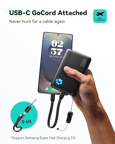 INIU Portable Charger, Ultra Slim 45W Fast Charging with Attached USB C Cable, Flight-Safe 10000mAh PD Power Bank Battery Pack, Travel Essential Phone Powerbank for iPhone 17 16 Samsung S25 Google etc thumbnail 8