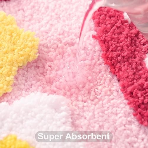 Anybar Pink Bathroom Rugs Cute Strawberry Flower Bath Mat Bathroom Accessories, Funny Colorful Non Slip Floor Bath Rug Machine Washable Bathmat Soft Microfiber Carpet for Shower, Bathtub (18x25 inch) thumbnail 6