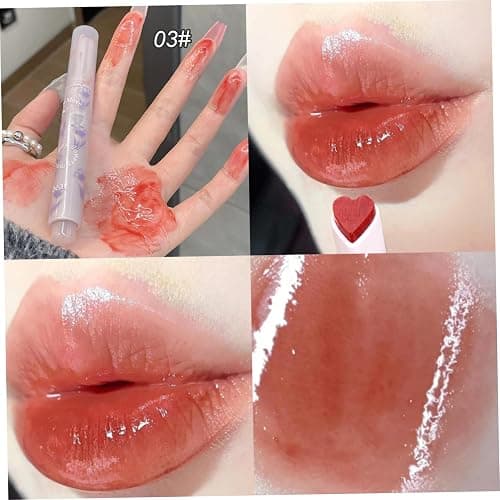 BEAHING Lip Gloss 6Pcs/Set Heart-shaped Jelly Lipstick, Moisturizing Nourishing Long Lasting Non-stick Glossy Lip Balm Makeup thumbnail 4