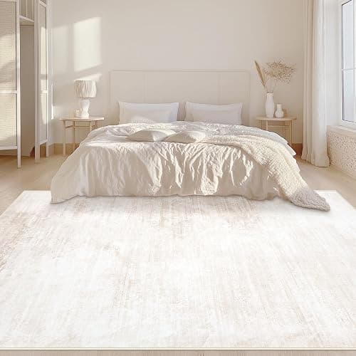 Area Rugs 5x7 Living Room: Washable Rug Modern Abstract Large Rug Soft Non Slip Neutral Rugs Stain Resistant Indoor Carpet for Bedroom Kitchen Dining Room Table Nursery Home Office Rugs(Beige,5'x7') thumbnail 3