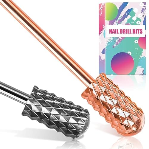 Nail Drill Bits, 2 Pcs Safety Nail Bits for Nail Drill, 3/32'' Tungsten Carbide Nail Drill Bit, Smooth Round Top Large Barrel Bits, Nail Supplies for Nail Tech to Remove Acrylic Nails (2XC) - Image 1