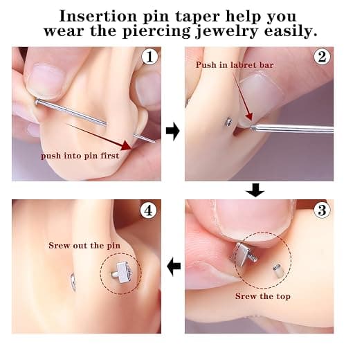 XXCKJGS Piercing Taper Ball Grabber Tool & 14G 16G 18G 20G Piercing Tool Kit, Stainless Steel Piercing Changing Tools for Ear Nose Navel Lip thumbnail 4