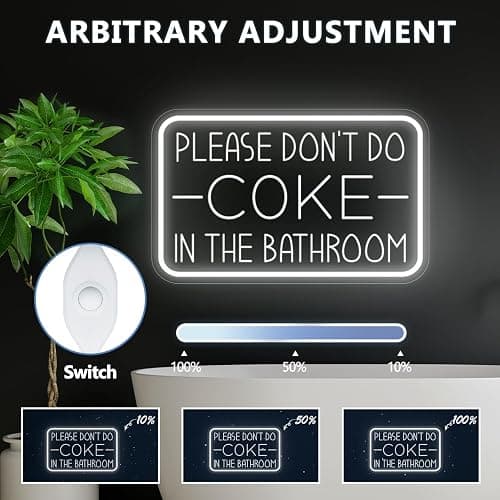 Please Don't Do Coke in The Bathroom Neon Sign for Wall Decor,USB Powered LED Neon Light with Adjustable Brightness,Light Up Sign for Party Decor,Bathroom,Christmas Gifts thumbnail 6