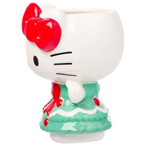 Silver Buffalo Sanrio Hello Kitty Holiday Christmas Tree Dress 3D Sculpted Ceramic Mug, 20 Ounces thumbnail 5