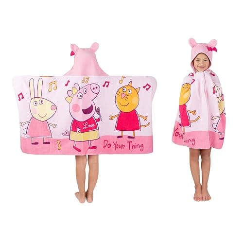Franco Peppa Pig Kids Bath/Pool/Beach Soft Cotton Terry Hooded Towel Wrap, 24 in x 50 in, Large - Image 1