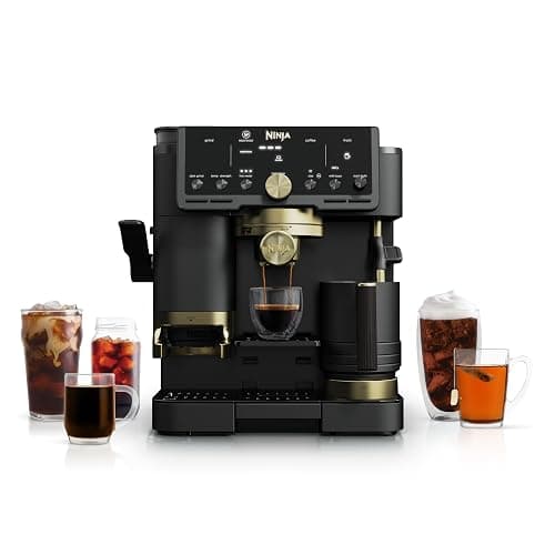 Ninja Luxe™ Café Pro designed by David Beckham, Espresso Machine, Drip Coffee, Cold Brew, Hot Water, Integrated Tamper, Built-in Grinder, Hands-Free Frother for Lattes & More, Black/Gold, ES771BK - Image 1