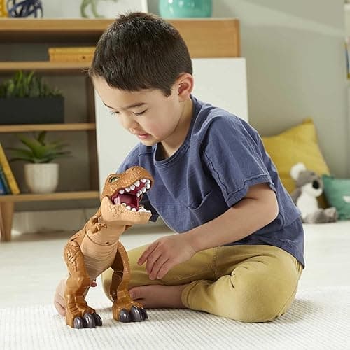 Fisher-Price Imaginext Jurassic World Dinosaur Toy Thrashin’ Action T. rex Figure with Chomping Action for Pretend Play Kids Ages 3+ Years​ - Modern thumbnail 2
