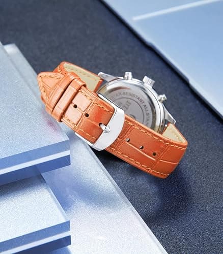 BINLUN Quick Release Leather Watch Straps Replacement Watch Bands Smart Watch Strap Crocodile Pattern in 10 Colors 13 Sizes with Silver/Gold/Rose-Gold Buckle for Men Women(10mm-24mm) thumbnail 4