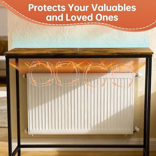 Radiator Shelf, Radiator Topper Cover Shelf, Wood Heat Deflector Shelfs in Rustic Brown and Black, Improves Warm Air Circulation, Protects Wall and Adds Storage, Easy to Install (9.5x29.5x29.5inch) thumbnail 3