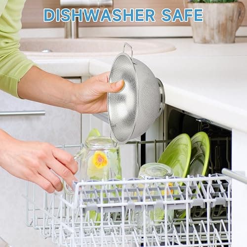 Colander for Kitchen, 3QT, Stainless Steel Colander Strainer with Handle for Fruits Vegetables Cooking Food, Dishwasher Safe thumbnail 7