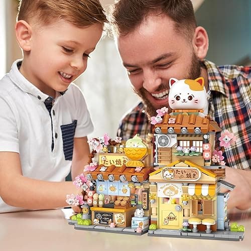 Lucky Cat Building Set,Openable Taiyaki Shop 923PCS Mini Brick Building Toy for Boys Girls Age 8+ - Orange thumbnail 9