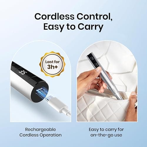 Beetles Electric Cordless Nail Drill, 35 Adjustable Speeds Portable Nail File for Acrylic Gel Nails Professional Efile Nails Drill Kit with Bits Dust Brush Manicure Pedicure Tools for Home Salon Use thumbnail 7