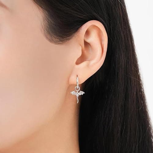 LNIEER Tiny Dragon Huggie Small Hoop Earrings with Charm, Personalized Dragon 316L Surgical Steel 18k Gold Plated Dagon Drop Dangle Earrings for Women thumbnail 7