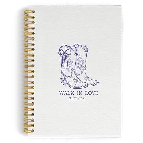 YLZlhb Purple Christian Western Spiral Notebook Journal, Western Cowgirl Bible Notebooks for Note Taking, Cowgirl Gifts for Women, Christian Bible Journaling Hardcover Spiral Journal 5.5x8.3 Inches - Image 1