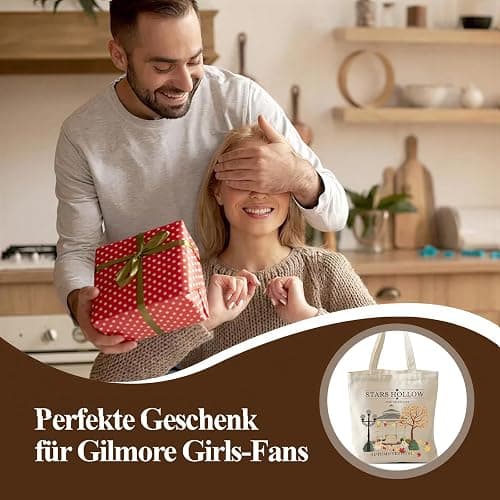 Leseogye Stars Hollow Stofftasche, Gilmor Jutebeutel, Funny TV Show Handtasche Damen, Aesthetic Leinwand Einkaufstasche mit Langen Henkeln, Stoffbeutel Bedruckt für Reise für Fans, 40x35cm thumbnail 6