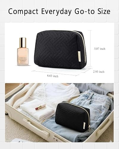 BAGSMART Small Makeup Bag, Travel Cosmetic Bag Make Up Pouch Small Travel Zipper Pouch,Water-resistant Toiletry Bag,Makeup Organizer Bag for Women, Black thumbnail 5