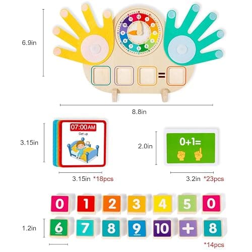Quliwise Educational 2 in 1 Math Manipulatives Number Counting Blocks & Teaching Clock for Kids, Preschool Learning Toys for Toddlers 3-5, Montessori Toys for 3-5 Year Old Boys Girls Birthday Gifts thumbnail 3