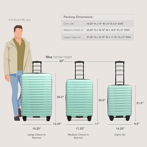 U.S. Traveler Boren Expandable Hardside Rugged Travel Luggage with 8 Spinner Wheels, Mint, Checked-Large 30-Inch thumbnail 7
