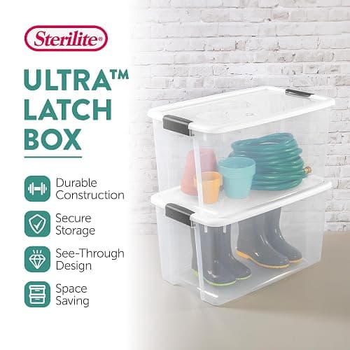 Sterilite 4 Pack Ultra Latching Box, Storage Bins with Lids, Clear Plastic, 70 Quart - Heavy-Duty Organizing Containers for Closet, Bathroom, and Office thumbnail 4