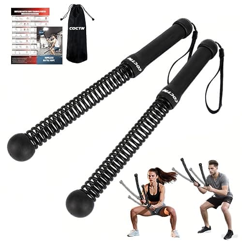 Weighted Ropeless Battle Ropes, Heavy Duty Workout Rope for Home Gym with Training Poster, Portable Arm Exerciser Rope for Strength Building, HIIT and Low-Impact Aerobic Training for Men & Women - Image 1