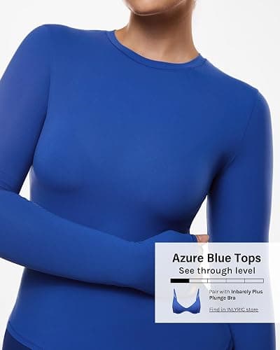INLYRIC Women's Inbarely Soft Long Sleeve T-Shirts Crew Neck Basic Tees Slim Fitted Going Out Tops Trendy Fall Outfits thumbnail 3
