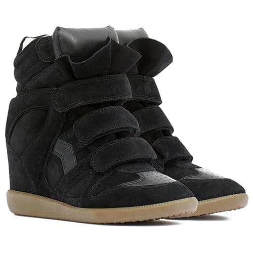 YRRXERSS Wedge Sneakers for Women Suede Tennis Shoes Hidden Wedges Round Toe Strappy High Top Sneakers Comfy Casual Walking Shoes thumbnail 5