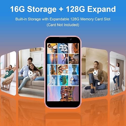 BLKE Max Mini Phone Unlocked World's Smallest 3.0" HD Touch Screen Mini Smartphone Android Compact Mobile Phone for Kids &Students Cell Phone wih Quad-Core Dual SIM Face lD2GB+16GB Pink thumbnail 4