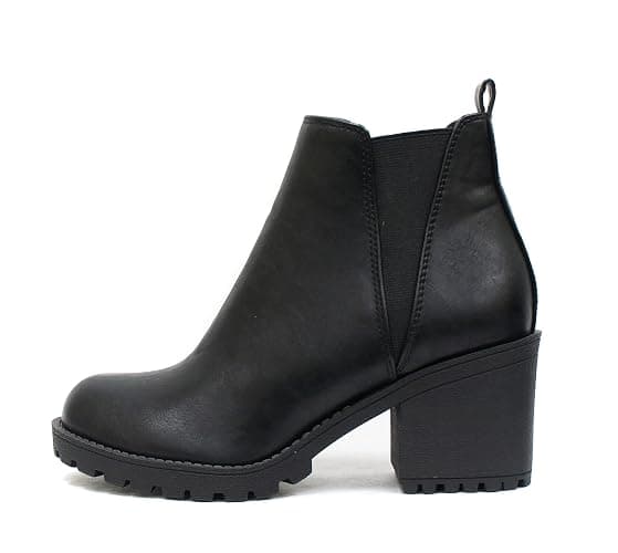 Soda ORIGAMI ~ WOMEN LUG SOLE MID HEEL FASHION ANKLE BOOTIE W/DOUBLE ELASTIC GORE - Image 1