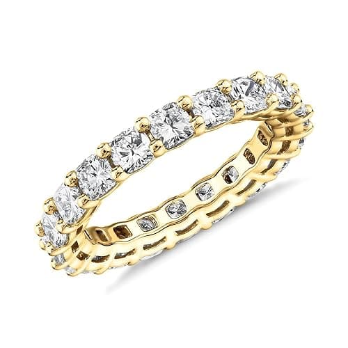 PAVOI 14K Gold Plated Eternity Ring for Women - Square-Cut Cubic Zirconia Rings - Stackable Love Wedding Band - Image 1