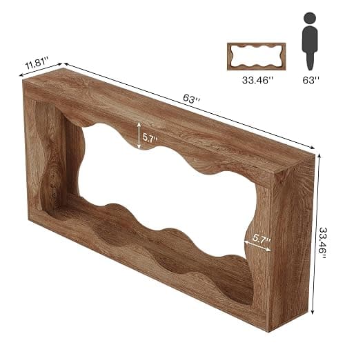 Tribesigns 63 Inches Farmhouse Console Table with Storage, Couch Table Behind Sofa, Long Entryway Sofa Station, Narrow Console Stand, Hallway Stand for Entryway Living Room, Wood Grain thumbnail 2