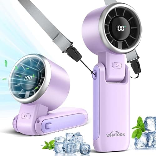 WHATOOK Portable Handheld Turbo Fan:12m/s Strong Wind 15000RPM High Speed Mini Fan, 4000mAh Battery Rechargeable Personal Fan with LED Display, 3 in 1 Foldable Fan for Travel Office Shopping, (Purple) thumbnail 8