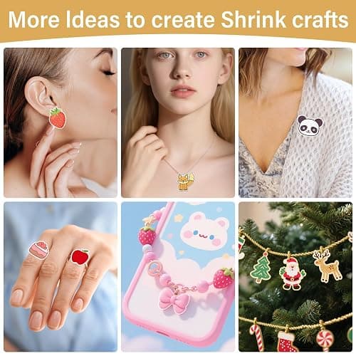 CRTWDMAN 161 Pcs Shrink Paper Keychain Kit,with 30 Pcs Shrinky Plastic Sheets 7.9"x5.7",Hole Punch,Lobster Clasps,Jump Rings DIY Crafts for Adults and Teens thumbnail 7