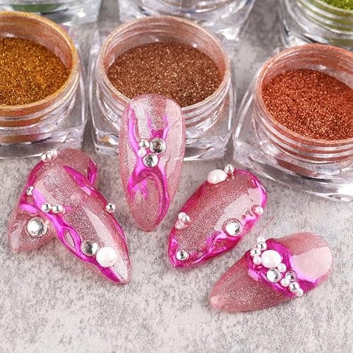 Metallic Mirror Chrome Nail Powder Set, 23 Colors Magic Mirror Y2K Gold Silver Decorations Rubbing Nail Art Glitter Pigment Flakes Manicure Accessories (23pcs Chrome Powder) thumbnail 2